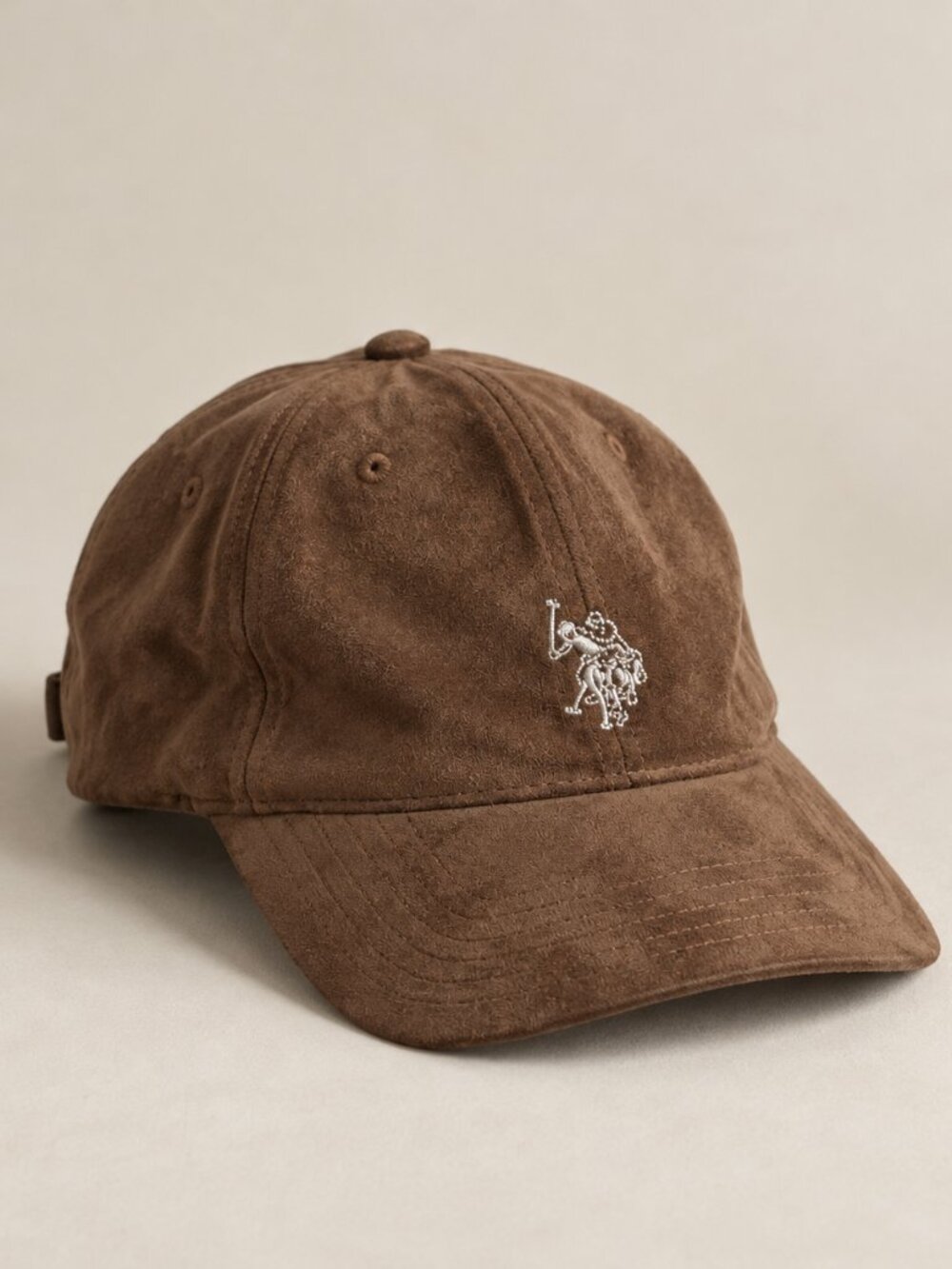 Brown Suede U.S. Polo Assn. Cap Adjustable Baseball Hat Silver Buckle - Picture 3 of 5